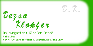dezso klopfer business card