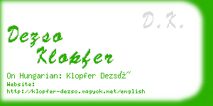 dezso klopfer business card